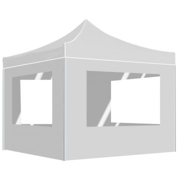 Gossi cort de petrecere pliabil cu pereti, alb, 3 x 3 m, aluminiu