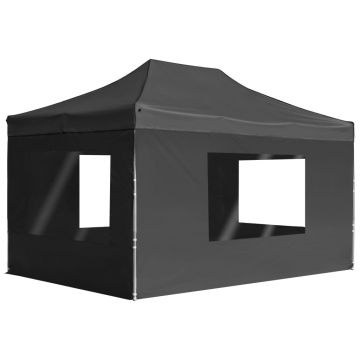 Gossi cort de petrecere pliabil cu pereti antracit, 4,5x3 m, aluminiu
