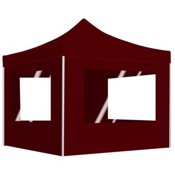 Gossi cort de petrecere pliabil cu pereti, rosu vin, 3x3 m, aluminiu