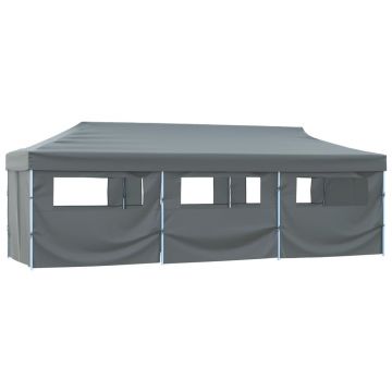 Gossi cort petrecere pliabil cu 8 pereti laterali, antracit, 3 x 9 m
