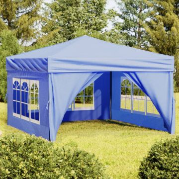 Gossi cort pliabil pentru petrecere, pereti laterali, albastru, 3x3 m