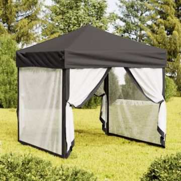 Gossi cort pliabil pentru petrecere, pereti laterali, antracit, 2x2 m