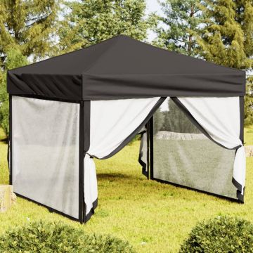 Gossi cort pliabil pentru petrecere, pereti laterali, antracit, 3x3 m