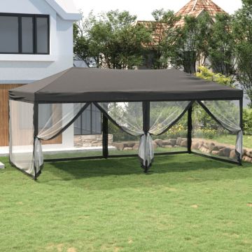 Gossi cort pliabil pentru petrecere, pereti laterali, antracit, 3x6 m
