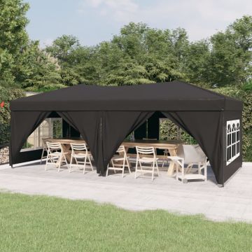 Gossi cort pliabil pentru petrecere, pereti laterali, antracit, 3x6 m