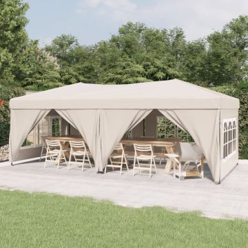 Gossi cort pliabil pentru petrecere, pereti laterali, crem, 3x6 m