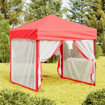 Gossi cort pliabil pentru petrecere, pereti laterali, rosu, 2x2 m