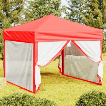 Gossi cort pliabil pentru petrecere, pereti laterali, rosu, 3x3 m