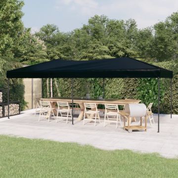 Gossi cort pliabil pentru petreceri, negru, 3x6 m