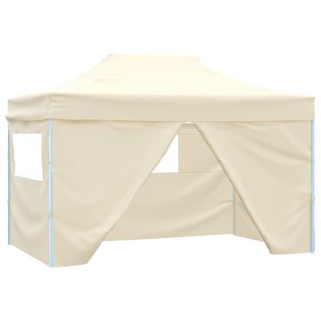 Gossi cort pliabil pop-up cu 4 pereti laterali, alb crem, 3x4,5 m