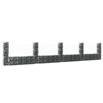Gossi cos de gabion in forma de u cu 5 stalpi, 500x20x100 cm, fier