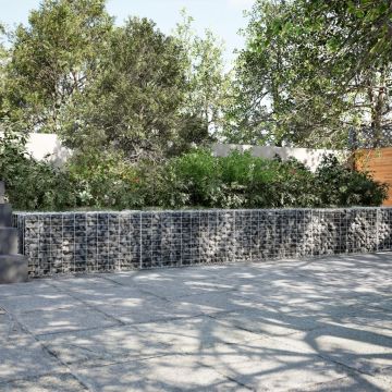 Gossi cos gabion cu capac, argintiu, 600x50x50 cm, fier galvanizat