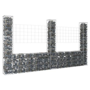 Gossi cos gabion in forma de u cu 3 stalpi, 260x20x150 cm, fier