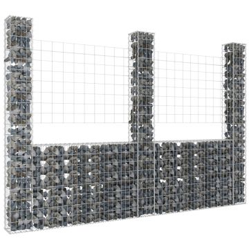 Gossi cos gabion in forma de u cu 3 stalpi, 260x20x200 cm, fier