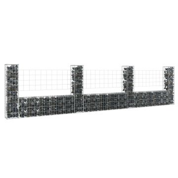 Gossi cos gabion in forma de u cu 4 stalpi, 380x20x100 cm, fier