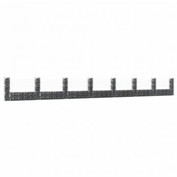 Gossi cos gabion in forma de u cu 8 stalpi, 860x20x100 cm, fier