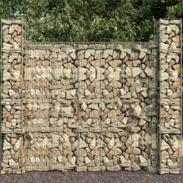 Gossi cosuri gabion, 3 buc., 25 x 25 x 197 cm, otel galvanizat