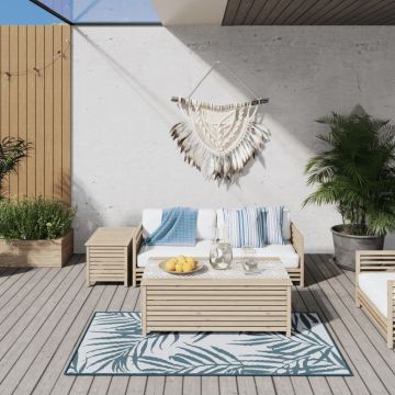 Gossi covor de exterior, acvamarin/alb, 80x150 cm, design reversibil