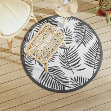 Gossi covor de exterior, alb si negru, Ø120 cm, pp