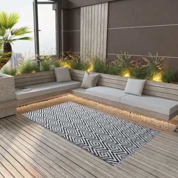Gossi covor de exterior, alb si negru, 120x180 cm, pp