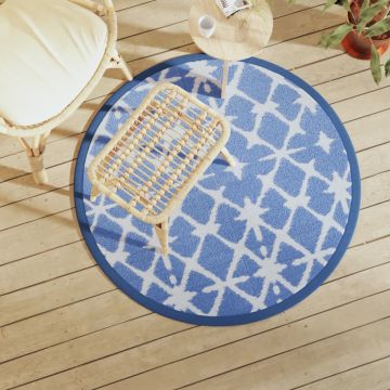 Gossi covor de exterior, albastru si alb, Ø120 cm, pp