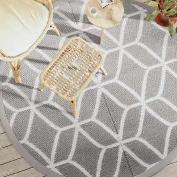 Gossi covor de exterior, gri, Ø200 cm, pp