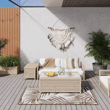 Gossi covor de exterior, maro si alb, 80x150 cm, design reversibil