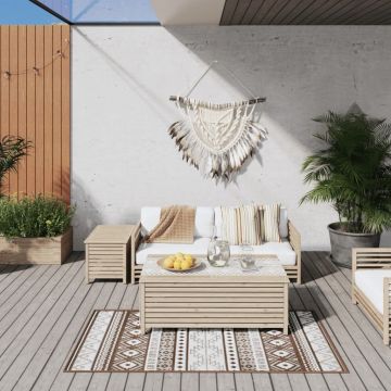 Gossi covor de exterior, maro si alb, 80x150 cm, design reversibil