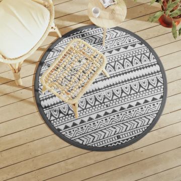 Gossi covor de exterior, negru, Ø120 cm, pp