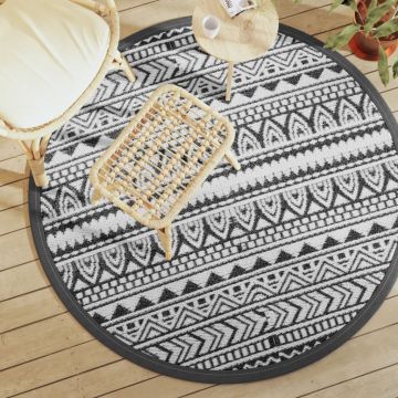 Gossi covor de exterior, negru, Ø160 cm, pp