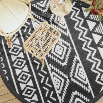 Gossi covor de exterior, negru, Ø200 cm, pp