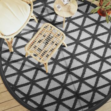 Gossi covor de exterior, negru, Ø200 cm, pp