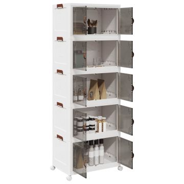 Gossi cutie de depozitare stivuita cu roti 5 niveluri 75l 65x40x179cm