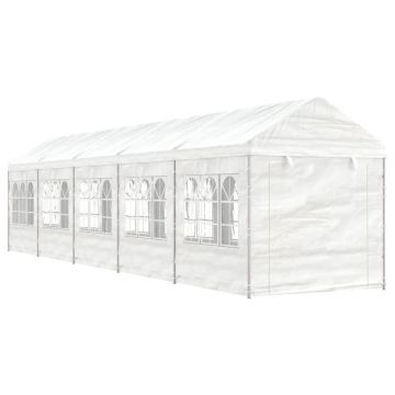 Gossi foisor cu acoperis, alb, 11,15x2,28x2,69 m, polietilena