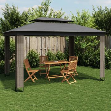Gossi foisor cu acoperis dublu, antracit, 3,94x2,96 m, otel
