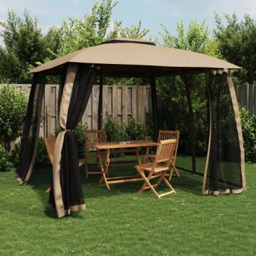 Gossi foisor cu acoperis dublu/pereti din plasa taupe 2,93x2,93m otel