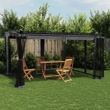Gossi foisor cu pereti din plasa, antracit, 4x3 m, otel
