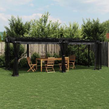 Gossi foisor cu pereti din plasa, antracit, 6x3 m, otel