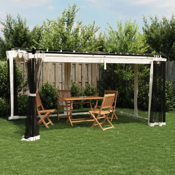 Gossi foisor cu pereti din plasa, crem, 4x3 m, otel