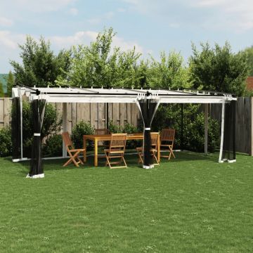 Gossi foisor cu pereti din plasa, crem, 6x3 m, otel