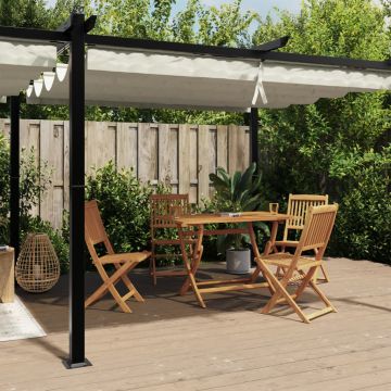 Gossi foisor de gradina, acoperis retractabil, crem, 3x6 m, aluminiu