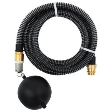 Gossi furtun de aspiratie cu racorduri din alama, negru 1,1 5 m, pvc