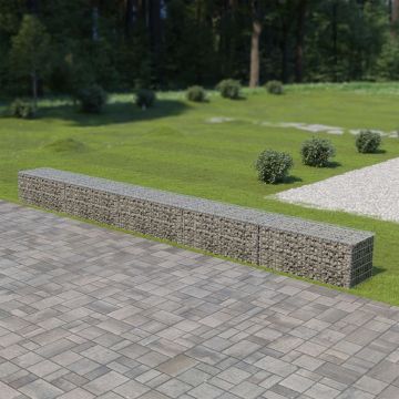 Gossi gabion perete cu capace, 600 x 50 x 50 cm, otel galvanizat