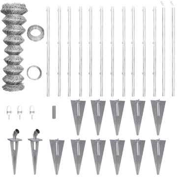 Gossi gard din plasa cu stalpi si tarusi, 25x0,8 m, otel galvanizat