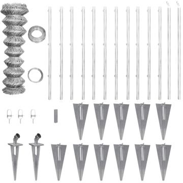 Gossi gard din plasa cu stalpi si tarusi, 25x1,5 m, otel galvanizat