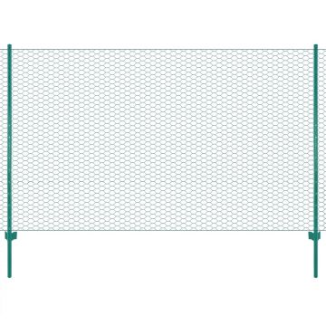 Gossi gard din plasa de sarma cu stalpi, verde, 25 x 1,5 m, otel