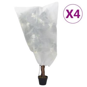 Gossi huse de fleece pentru plante cu snur 4 buc 70 g/m2 0,8x0,8 m