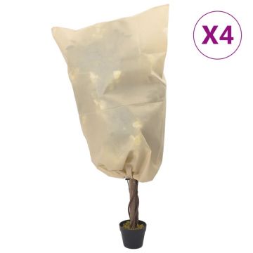 Gossi huse de fleece pentru plante cu snur 4 buc 70 g/m2 0,8x0,8 m