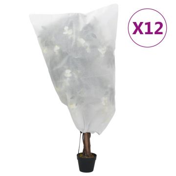 Gossi huse pentru plante din fleece cu snur 12 buc. 70 g/m2 0,8x0,8 m