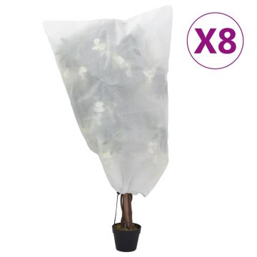 Gossi huse pentru plante din fleece cu snur 8 buc. 70 g/m2 0,8x0,8 m